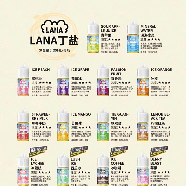 LANA小煙油 拉娜正品涼感丁鹽煙油推薦 30ml/35mg 台灣現貨